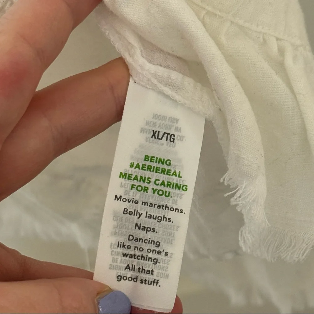 Aerie White Frayed Babydoll Dress - Picture 7 of 8